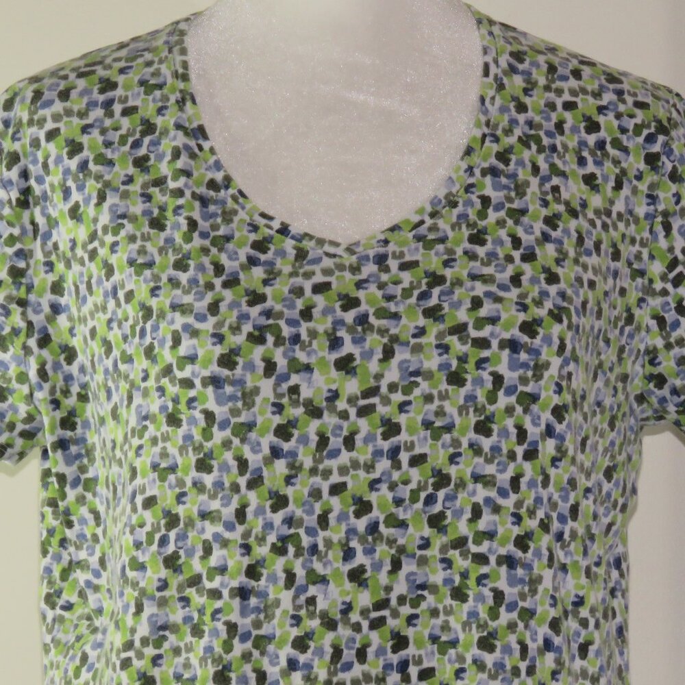 Croft & Borrow Multicolor Short-Sleeve V-Neck Pullover Classic Tee Size L C1273